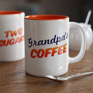 Tasse 2 Couleurs Grand-père Grand-père Nom Grand-père Deux sucres c