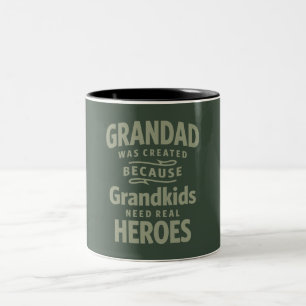 Tasse 2 Couleurs Grand-père - Véritables héros pour petits-enfants 