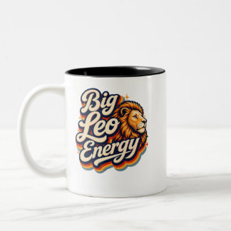 Tasse 2 Couleurs Grand portrait de lion énergique Léon pour anniver