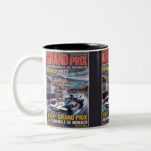 Tasse 2 Couleurs Grand Prix de Monaco de course rétro