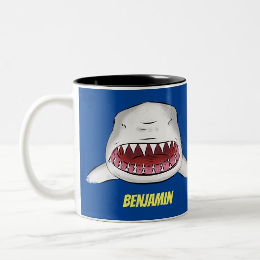 Tasse 2 Couleurs Grand requin blanc moyen dessin animé (Gauche)