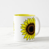 Tasse 2 Couleurs Grand tournesol jaune doré (Devant droit)