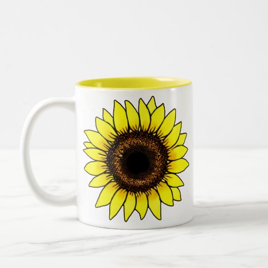 Tasse 2 Couleurs Grand tournesol jaune doré (Gauche)