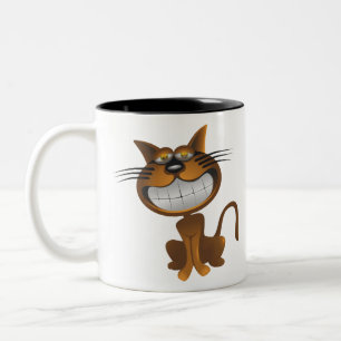 Tasse 2 Couleurs Grande Caricature Brown Cartographie Chat Cute Den