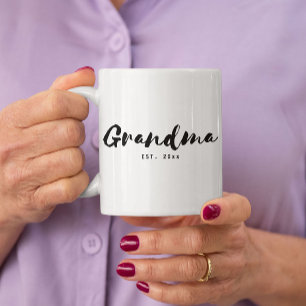 Tasse 2 Couleurs Grandma de script minimaliste établie année