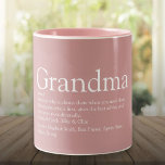 Tasse 2 Couleurs Grandma Définition Dusty Rose rose<br><div class="desc">Personnalisez-vous pour votre grand-mère, grand-mère, grand-mère, nan ou nounou pour créer un cadeau unique pour les anniversaires, Noël, le jour de la mère ou tout autre jour que vous voulez montrer combien elle signifie pour vous. Une façon parfaite de lui montrer à quel point elle est extraordinaire chaque jour. Conçu...</div>