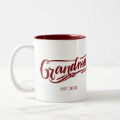 Tasse 2 Couleurs Grandma Est. Calligraphy Script Soon-To-Be Grandma (Gauche)