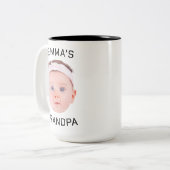 Tasse 2 Couleurs Grandpa Boug cadeau, Personnalisé Visage bébé, Cad (Devant gauche)