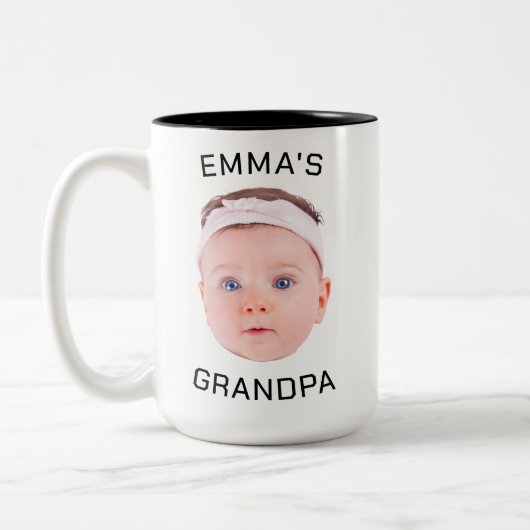Tasse 2 Couleurs Grandpa Boug cadeau, Personnalisé Visage bébé, Cad (Gauche)