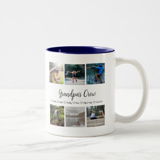 Tasse 2 Couleurs Grandpa's Crew Custom 6 Photo Grid (Droit)