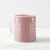 Tasse 2 Couleurs Graphique de test de vue amusant avec message pers (Devant gauche)