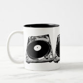 Tasse 2 Couleurs Graphique de Tourne-disque rétro en noir (Gauche)