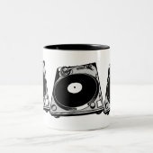 Tasse 2 Couleurs Graphique de Tourne-disque rétro en noir (Centre)