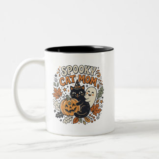 Tasse 2 Couleurs Graphique Halloween de maman chat vintage