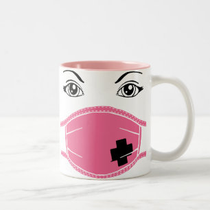Tasse 2 Couleurs Graphique Médicale rose de masque