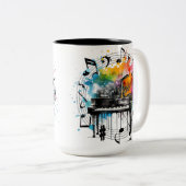 Tasse 2 Couleurs Graphique musical (Devant droit)
