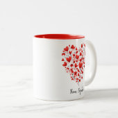 Tasse 2 Couleurs Graphisme de cœurs, Fête des mères (Devant droit)