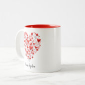Tasse 2 Couleurs Graphisme de cœurs, Fête des mères (Devant gauche)