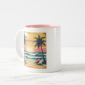 Tasse 2 Couleurs Graphisme de plage d'été rétro (Devant gauche)