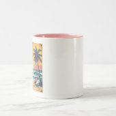 Tasse 2 Couleurs Graphisme de plage d'été rétro (Centre)