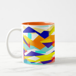 Tasse 2 Couleurs Gras Bleu Jaune Rouge Abstrait Art Joyeux Vibes