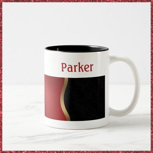 Tasse 2 Couleurs Gras moderne noir rouge et or