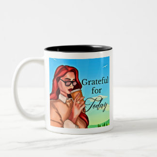 Tasse 2 Couleurs Grateful For Today - Citation amusante et motivati