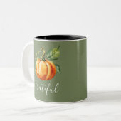 Tasse 2 Couleurs Gratuit Citrouille orange Moss Green (Devant gauche)