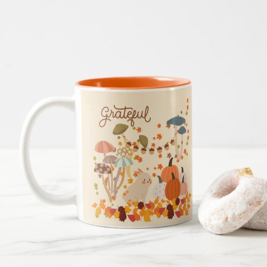 Tasse 2 Couleurs Gratuit Lapin D'Automne (Avec donut)