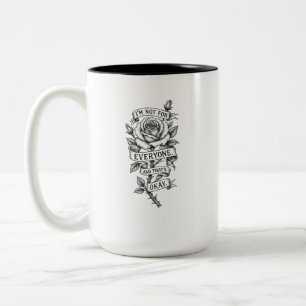 Tasse 2 Couleurs Gravure de rose vintage, déclaration botanique gra