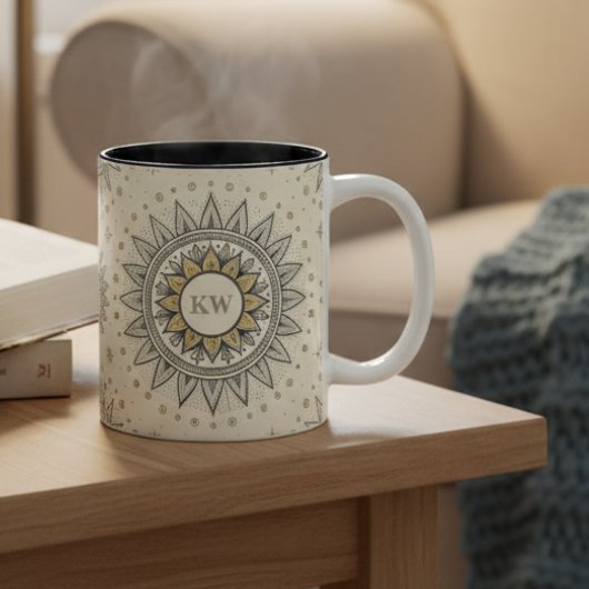 Tasse 2 Couleurs Gray Gold Mandala Pattern