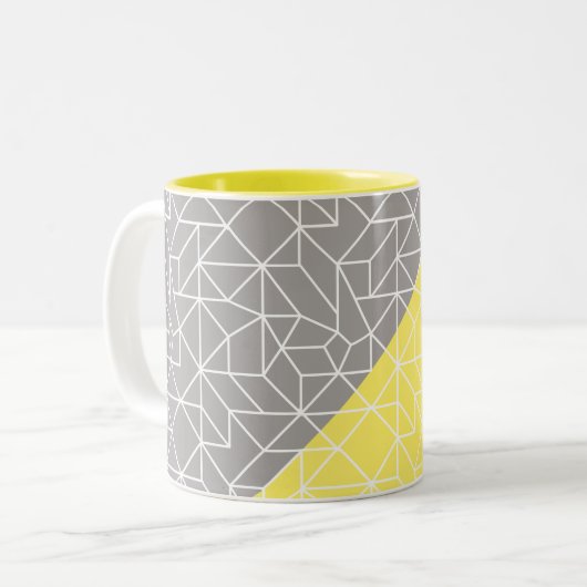 Tasse 2 Couleurs Gray & Jaune Géométrique Musique à deux tons (Devant gauche)