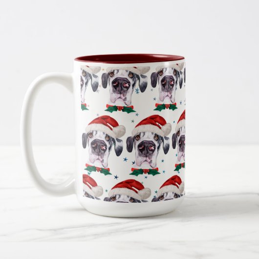 Tasse 2 Couleurs Great Dane Chien race Étoiles de Noël (Gauche)
