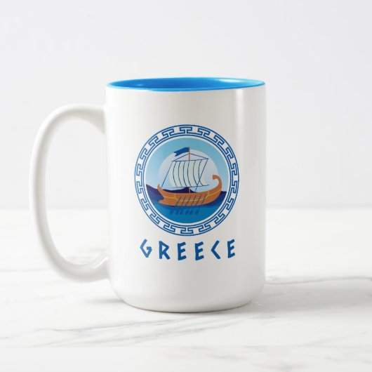 Tasse 2 Couleurs Grèce Conception des navires grecs (Gauche)