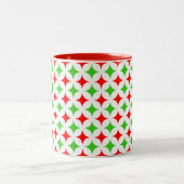 Tasse 2 Couleurs Green and Red Diamond Star Pattern on White (Centre)