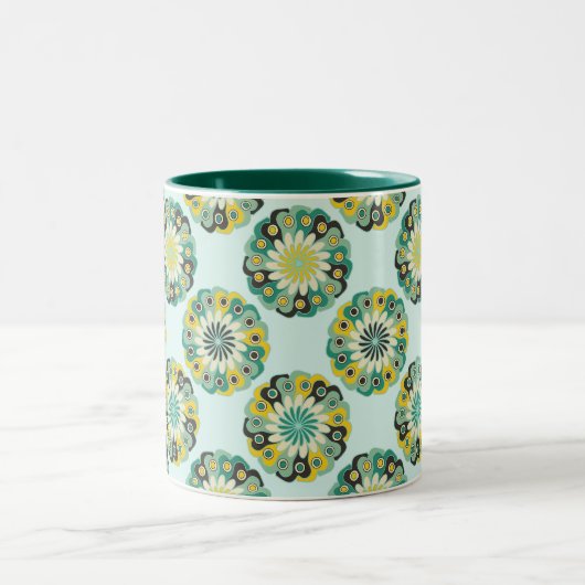 Tasse 2 Couleurs Green and Teal Modern Geometric Flower Pattern (Centre)