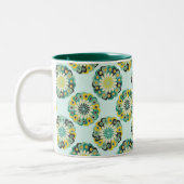 Tasse 2 Couleurs Green and Teal Modern Geometric Flower Pattern (Gauche)