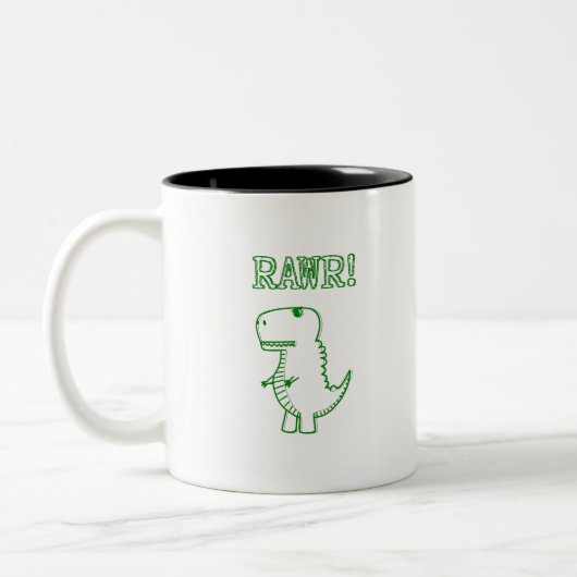 Tasse 2 Couleurs Green Angry T Rex Dino (Gauche)