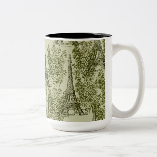 Tasse 2 Couleurs Green Floral Paris Tour Eiffel (Droit)