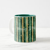 Tasse 2 Couleurs Green Gold Shamrock St. Patrick's Day Stripes (Devant gauche)
