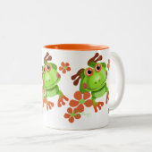 Tasse 2 Couleurs Grenouille d'arbre drôle mignonne (Devant droit)
