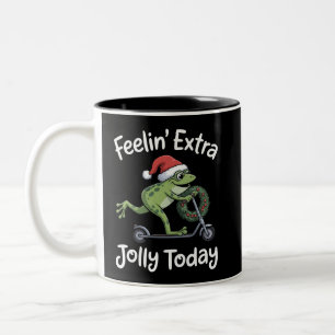 Tasse 2 Couleurs Grenouille de Noël drôle se sentant particulièreme