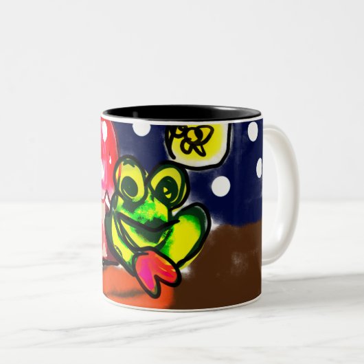 Tasse 2 Couleurs Grenouille et champignon (Devant droit)
