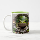 Tasse 2 Couleurs Grenouille verte 3D cacao chaud (Gauche)