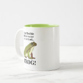 Tasse 2 Couleurs Grenouille verte drôle (Devant gauche)