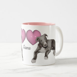 Tasse 2 Couleurs Greyhound Chiot Et Coeur Personnalisé