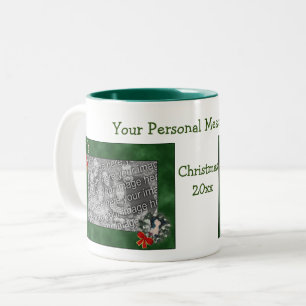 Tasse 2 Couleurs Greyhound Wreath Christmas Photo personnalisée
