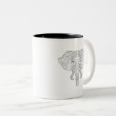 Tasse 2 Couleurs Griffonnage 2 de tête d'éléphant (Devant droit)