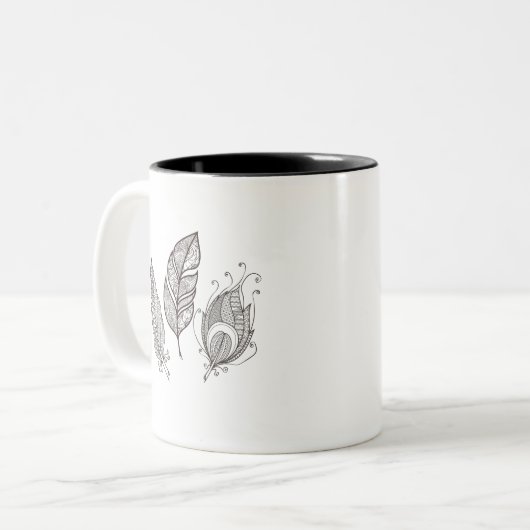 Tasse 2 Couleurs Griffonnage complexe de plume (Devant gauche)