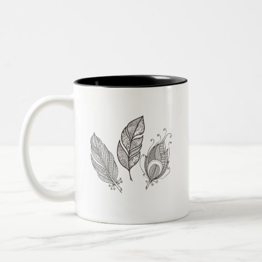 Tasse 2 Couleurs Griffonnage complexe de plume (Gauche)